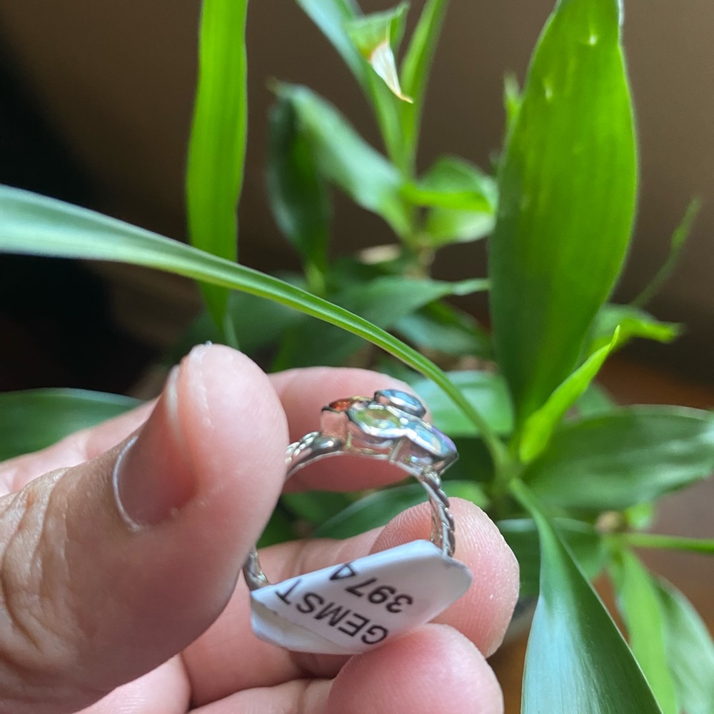 Sterling Silver Multi Gemstone Ring - image 1